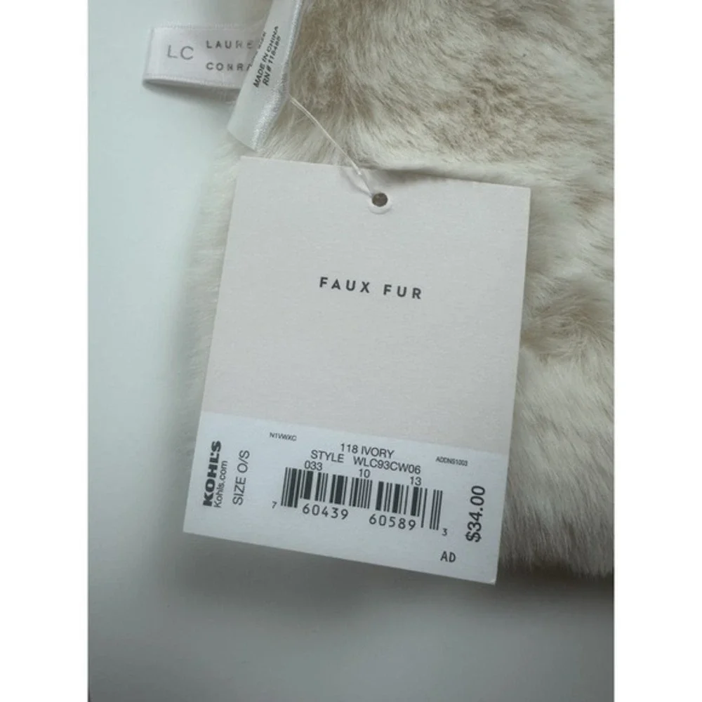 New Lauren Conrad Faux Fur Thick‎ Plush Neck Warmer Ivory